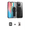 MARSİLYAN™- iPhone 16 Pro Max Kılıf Nova Işık Koleksiyonu - Siyah Bilvis Hayalet Cam Ekran Koruyucu + PVD Metal Kamera Lens - SH