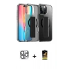 MARSİLYAN™- iPhone 16 Pro Max Kılıf Nova Işık Koleksiyonu - Siyah Buffer Cam Ekran Koruyucu + Pers Alüminyum Kamera Lens - GI