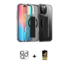 MARSİLYAN™- iPhone 16 Pro Max Kılıf Nova Işık Koleksiyonu - Siyah Buffer Cam Ekran Koruyucu + Gümüş Pers Alüminyum Kamera Lens