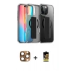 MARSİLYAN™- iPhone 16 Pro Max Kılıf Nova Işık Koleksiyonu - Siyah Buffer Cam Ekran Koruyucu + Pers Alüminyum Kamera Lens - CLTM