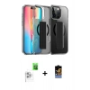 MARSİLYAN™- iPhone 16 Pro Max Kılıf Nova Işık Koleksiyonu - Siyah Buffer Hayalet Cam Ekran Koruyucu + Raze Metal Kamera Lens - BZ