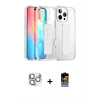 MARSİLYAN™- iPhone 16 Pro Max Kılıf Nova Işık Koleksiyonu - Siyah Buffer Hayalet Cam Ekran Koruyucu + Pers Alüminyum Kamera Lens - GS