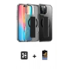 MARSİLYAN™- iPhone 16 Pro Max Kılıf Nova Işık Koleksiyonu - Siyah Buffer Hayalet Cam Ekran Koruyucu + PVD Metal Kamera Lens - SH