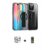 MARSİLYAN™- iPhone 16 Pro Max Kılıf Nova Işık Koleksiyonu - Siyah Joko Magic 5D Hayalet Cam + Gümüş Pers Alüminyum Kamera Lens