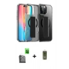 MARSİLYAN™- iPhone 16 Pro Max Kılıf Nova Işık Koleksiyonu - Siyah Joko Magic 5D Hayalet Cam + Raze Metal Kamera Lens - SH