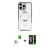 MARSİLYAN™- iPhone 16 Pro Max Kılıf Nova Işık Özel Seri - Şeffaf 360 Full Body Arka Koruyucu + Beyaz Raze Metal Kamera Lens