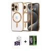 MARSİLYAN™- iPhone 16 Pro Max Kılıf Nova Işık Özel Seri - Şeffaf 360 Full Body Arka Koruyucu + Bilvis Titan Kamera Lens - GS