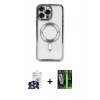 MARSİLYAN™- iPhone 16 Pro Max Kılıf Nova Işık Özel Seri - Şeffaf 360 Full Body Arka Koruyucu + Bilvis Titan Kamera Lens - GS