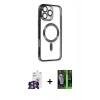 MARSİLYAN™- iPhone 16 Pro Max Kılıf Nova Işık Özel Seri - Şeffaf 360 Full Body Arka Koruyucu + Bilvis Titan Kamera Lens - GS