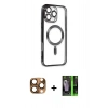 MARSİLYAN™- iPhone 16 Pro Max Kılıf Nova Işık Özel Seri - Şeffaf 360 Full Body Arka Koruyucu + Pers Alüminyum Kamera Lens - CLTM