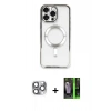 MARSİLYAN™- iPhone 16 Pro Max Kılıf Nova Işık Özel Seri - Şeffaf 360 Full Body Arka Koruyucu + Pers Alüminyum Kamera Lens - GI