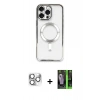 MARSİLYAN™- iPhone 16 Pro Max Kılıf Nova Işık Özel Seri - Şeffaf 360 Full Body Arka Koruyucu + Pers Alüminyum Kamera Lens - GS