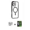MARSİLYAN™- iPhone 16 Pro Max Kılıf Nova Işık Özel Seri - Şeffaf 360 Full Body Arka Koruyucu + Pers Alüminyum Kamera Lens - GS