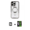MARSİLYAN™- iPhone 16 Pro Max Kılıf Nova Işık Özel Seri - Şeffaf 360 Full Body Arka Koruyucu + PVD Metal Kamera Lens - GS