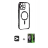 MARSİLYAN™- iPhone 16 Pro Max Kılıf Nova Işık Özel Seri - Şeffaf 360 Full Body Arka Koruyucu + PVD Metal Kamera Lens - SH