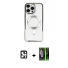 MARSİLYAN™- iPhone 16 Pro Max Kılıf Nova Işık Özel Seri - Şeffaf 360 Full Body Arka Koruyucu + PVD Metal Kamera Lens - GS