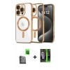 MARSİLYAN™- iPhone 16 Pro Max Kılıf Nova Işık Özel Seri - Şeffaf 360 Full Body Arka Koruyucu + Raze Metal Kamera Lens - SH