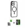 MARSİLYAN™- iPhone 16 Pro Max Kılıf Nova Işık Özel Seri - Şeffaf 360 Full Body Arka Koruyucu + Raze Metal Kamera Lens - SH