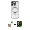 MARSİLYAN™- iPhone 16 Pro Max Kılıf Nova Işık Özel Seri - Şeffaf 360 Full Body Arka Koruyucu + Raze Metal Kamera Lens - CLTM