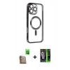 MARSİLYAN™- iPhone 16 Pro Max Kılıf Nova Işık Özel Seri - Şeffaf 360 Full Body Arka Koruyucu + Raze Metal Kamera Lens - CLTM
