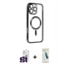 MARSİLYAN™- iPhone 16 Pro Max Kılıf Nova Işık Özel Seri - Şeffaf Pasifik Cam Ekran Koruyucu + Bilvis Titan Kamera Lens - GS