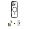MARSİLYAN™- iPhone 16 Pro Max Kılıf Nova Işık Özel Seri - Şeffaf Pasifik Cam Ekran Koruyucu + Raze Metal Kamera Lens - CLTM