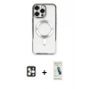 MARSİLYAN™- iPhone 16 Pro Max Kılıf Nova Işık Özel Seri - Şeffaf Pasifik Cam Ekran Koruyucu + PVD Metal Kamera Lens - GD