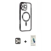 MARSİLYAN™- iPhone 16 Pro Max Kılıf Nova Işık Özel Seri - Şeffaf Pasifik Cam Ekran Koruyucu + PVD Metal Kamera Lens - GD