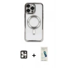MARSİLYAN™- iPhone 16 Pro Max Kılıf Nova Işık Özel Seri - Şeffaf Pasifik Cam Ekran Koruyucu + PVD Metal Kamera Lens - GD