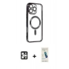 MARSİLYAN™- iPhone 16 Pro Max Kılıf Nova Işık Özel Seri - Şeffaf Pasifik Cam Ekran Koruyucu + PVD Metal Kamera Lens - GS
