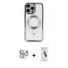 MARSİLYAN™- iPhone 16 Pro Max Kılıf Nova Işık Özel Seri - Şeffaf Pasifik Cam Ekran Koruyucu + Pers Alüminyum Kamera Lens - GS