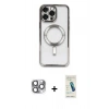 MARSİLYAN™- iPhone 16 Pro Max Kılıf Nova Işık Özel Seri - Şeffaf Pasifik Cam Ekran Koruyucu + Pers Alüminyum Kamera Lens - GI