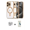 MARSİLYAN™- iPhone 16 Pro Max Kılıf Nova Işık Özel Seri - Şeffaf Pasifik Cam Ekran Koruyucu + Pers Alüminyum Kamera Lens - GS