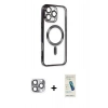 MARSİLYAN™- iPhone 16 Pro Max Kılıf Nova Işık Özel Seri - Şeffaf Pasifik Cam Ekran Koruyucu + Pers Alüminyum Kamera Lens - GI