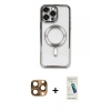 MARSİLYAN™- iPhone 16 Pro Max Kılıf Nova Işık Özel Seri - Şeffaf Pasifik Cam Ekran Koruyucu + Pers Alüminyum Kamera Lens - CLTM