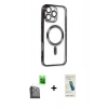 MARSİLYAN™- iPhone 16 Pro Max Kılıf Nova Işık Özel Seri - Şeffaf Pasifik Cam Ekran Koruyucu + Raze Metal Kamera Lens - SH