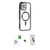 MARSİLYAN™- iPhone 16 Pro Max Kılıf Nova Işık Özel Seri - Şeffaf Pasifik Cam Ekran Koruyucu + Raze Metal Kamera Lens - BZ
