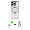 MARSİLYAN™- iPhone 16 Pro Max Kılıf Nova Işık Özel Seri - Şeffaf Pasifik Cam Ekran Koruyucu + Raze Metal Kamera Lens - BZ