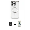 MARSİLYAN™- iPhone 16 Pro Max Kılıf Nova Işık Özel Seri - Şeffaf Pasifik Cam Ekran Koruyucu + PVD Metal Kamera Lens - SH