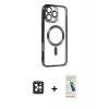 MARSİLYAN™- iPhone 16 Pro Max Kılıf Nova Işık Özel Seri - Şeffaf Pasifik Cam Ekran Koruyucu + PVD Metal Kamera Lens - SH