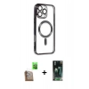 MARSİLYAN™- iPhone 16 Pro Max Kılıf Nova Işık Özel Seri - Siyah 360 Mat Full Body Arka Koruyucu + Raze Metal Kamera Lens - CLTM