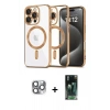 MARSİLYAN™- iPhone 16 Pro Max Kılıf Nova Işık Özel Seri - Siyah 360 Mat Full Body Arka Koruyucu + Pers Alüminyum Kamera Lens - GI