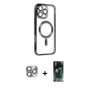 MARSİLYAN™- iPhone 16 Pro Max Kılıf Nova Işık Özel Seri - Siyah 360 Mat Full Body Arka Koruyucu + Pers Alüminyum Kamera Lens - GI