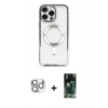 MARSİLYAN™- iPhone 16 Pro Max Kılıf Nova Işık Özel Seri - Siyah 360 Mat Full Body Arka Koruyucu + Gümüş Pers Alüminyum Kamera Lens