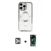 MARSİLYAN™- iPhone 16 Pro Max Kılıf Nova Işık Özel Seri - Siyah 360 Mat Full Body Arka Koruyucu + Gümüş PVD Metal Kamera Lens