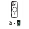 MARSİLYAN™- iPhone 16 Pro Max Kılıf Nova Işık Özel Seri - Siyah 360 Mat Full Body Arka Koruyucu + PVD Metal Kamera Lens - GD