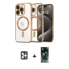MARSİLYAN™- iPhone 16 Pro Max Kılıf Nova Işık Özel Seri - Siyah 360 Mat Full Body Arka Koruyucu + PVD Metal Kamera Lens - GD