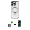 MARSİLYAN™- iPhone 16 Pro Max Kılıf Nova Işık Özel Seri - Siyah 360 Mat Full Body Arka Koruyucu + Raze Metal Kamera Lens - SH