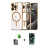 MARSİLYAN™- iPhone 16 Pro Max Kılıf Nova Işık Özel Seri - Siyah 360 Mat Full Body Arka Koruyucu + Raze Metal Kamera Lens - SH