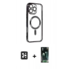 MARSİLYAN™- iPhone 16 Pro Max Kılıf Nova Işık Özel Seri - Siyah 360 Mat Full Body Arka Koruyucu + PVD Metal Kamera Lens - SH